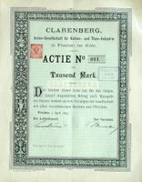 Clarenberg AG für Kohlen- und Thon-Industrie, Frechen - 1894