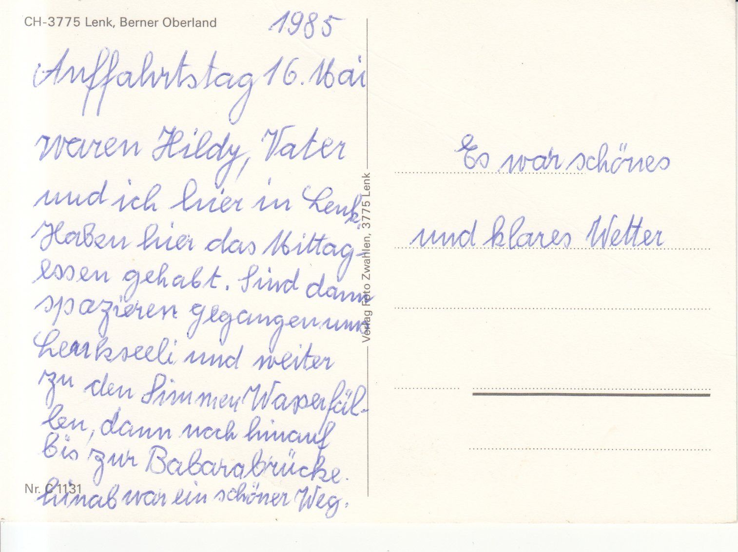 Cartoline postali: Lenk 1985 – Usato da Bürglen TG venduto da StampGraf 1