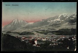 AK Sarnen /Obwalden, Panorama mit Kirche und Bergkulisse