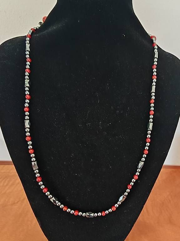 Ketten: Magnifique collier transformable (Perles rouges & Hématite) – Gebraucht aus Saxon von 363_tl2c 4