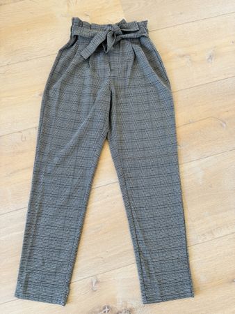 Only Paperbag-Hose mit Karomuster grau - Grösse S