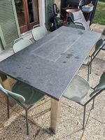 Table GROSSETO 180 cm 90 cm Granit Flammé Gris graphite
