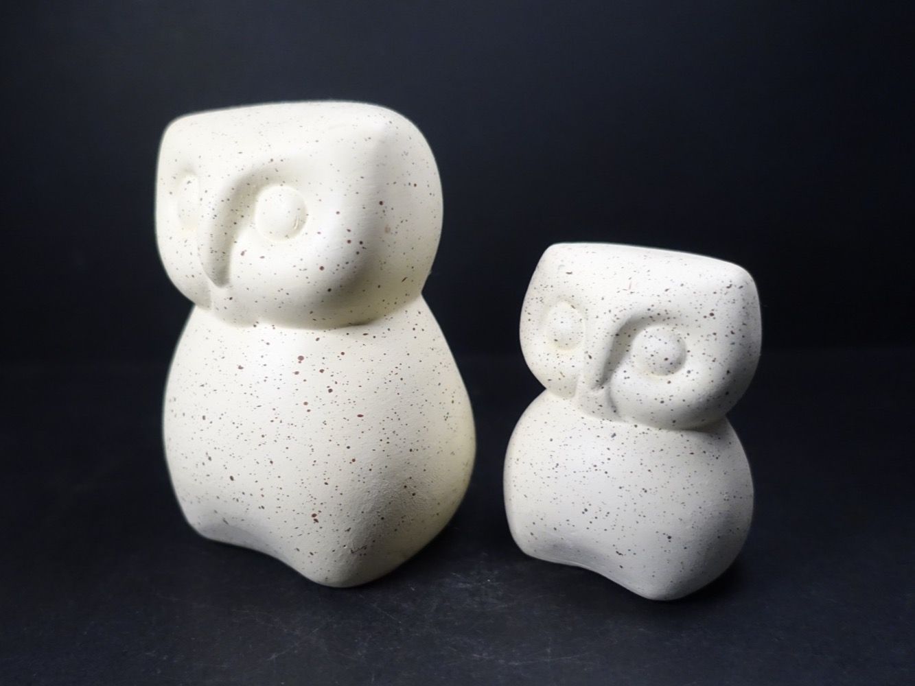 Figuren: Grosse und kleine Eule aus weisser Keramik – Gebraucht aus Russikon von Eulenfeder 2