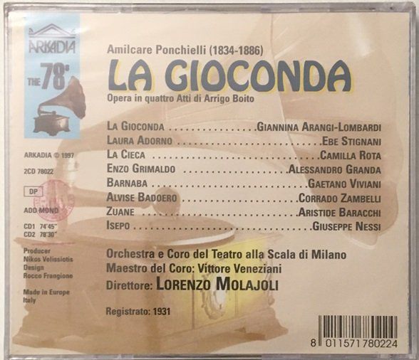 CD: Ponchielli - La Gioconda (1931, Molajoli) – Nuovo e nell'imballaggio originale da Grüningen venduto da azulblanco 1