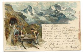 Jungfrau-Bahn (BE) Bau des Eigertunnel - Litho - 1907