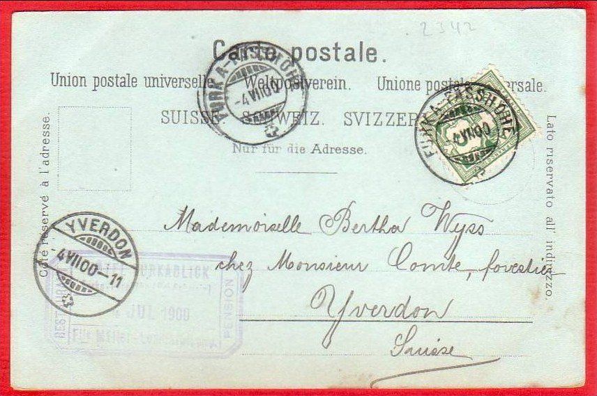 Cartoline postali: GRUSS VOM GOTTHARD, MONDSCHEIN-LITHO 1900 – Usato da Grüningen venduto da Kartenlaube 1