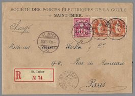 SBK 66D x 2 + 61B, 0 ST. IMIER, EING. BRIEF NACH PARIS, Ia!