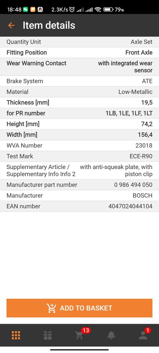 Audi Tutti pezzi di ricambio auto: Auto Bosch Brake Pad set – Nuovo (secondo la descrizione) da Biel/Bienne venduto da johnychen63 4