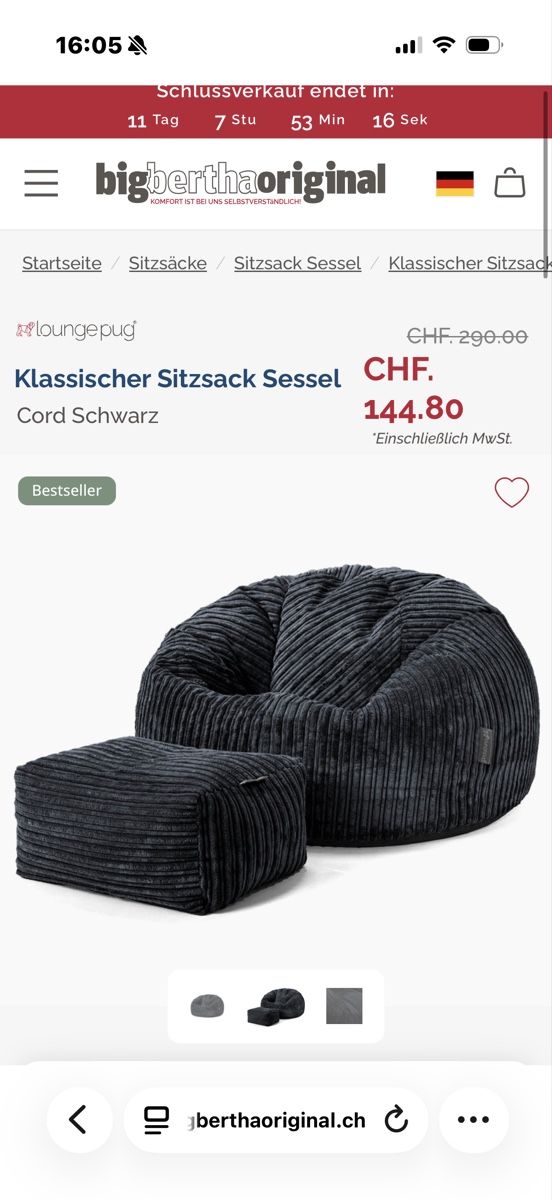 Lounge Pug Sessel: Sitzsack – Gebraucht aus Kehrsatz von Yshania 1