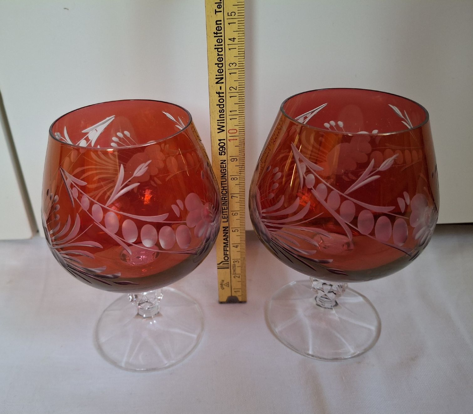 Bicchieri: 2 Cognac Gläser, Rubinrot, Vintage Stil – Usato da Zürich venduto da wildflower26 3