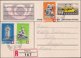 1940, B3+B4+B6 auf Karte von LUZERN, Automobil-Post