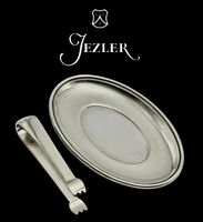 JEZLER Oliven Apéro Set 800 Silber Schale & Zange vintage