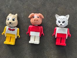 LEGO Fabuland 3 vintage Figuren Schwein Katze Hase 1970/80er