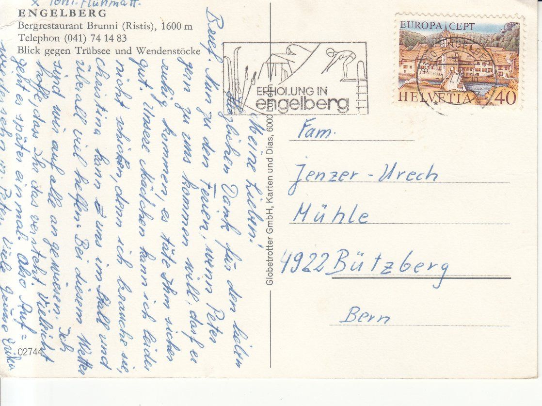 Cartoline postali: Engelberg  Brunni 1977 – Usato da Bürglen TG venduto da StampGraf 1
