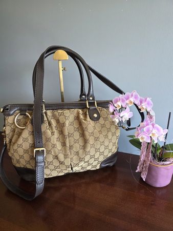 Gucci Handtasche GG Canvas Leder braun guter Zustand
