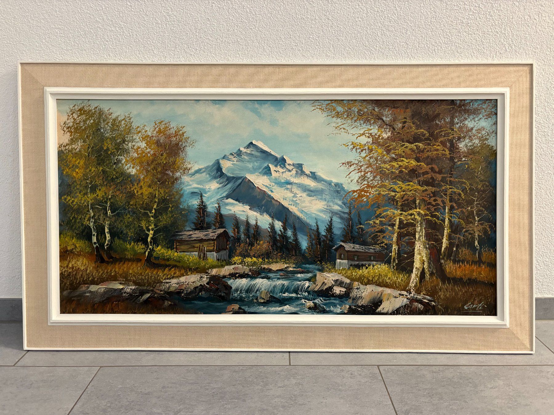 Gemälde: 116 cm breitx 65.5/ Corti/ Ölgemälde Berglandschaft mit Bach – Gebraucht aus Ottenbach von TimelessEmotions. 1