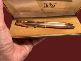 2x Vintage Quill Druckbleistift & Cross Kugelschreiber Gold