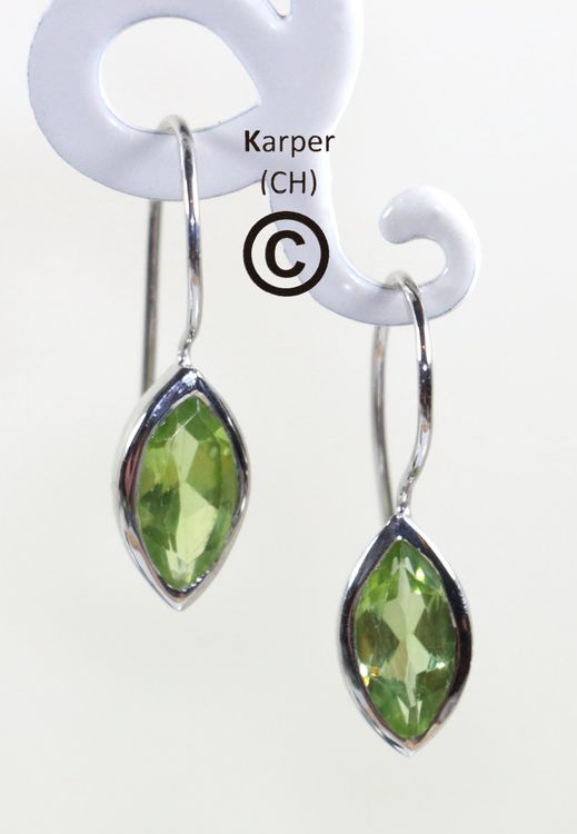 Boucles D'oreilles Argent 925 - Tête De Dragon Avec Péridot Naturel - Pendentifs 4,6g