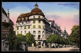 AK Luzern, Strasse mit Volkshaus