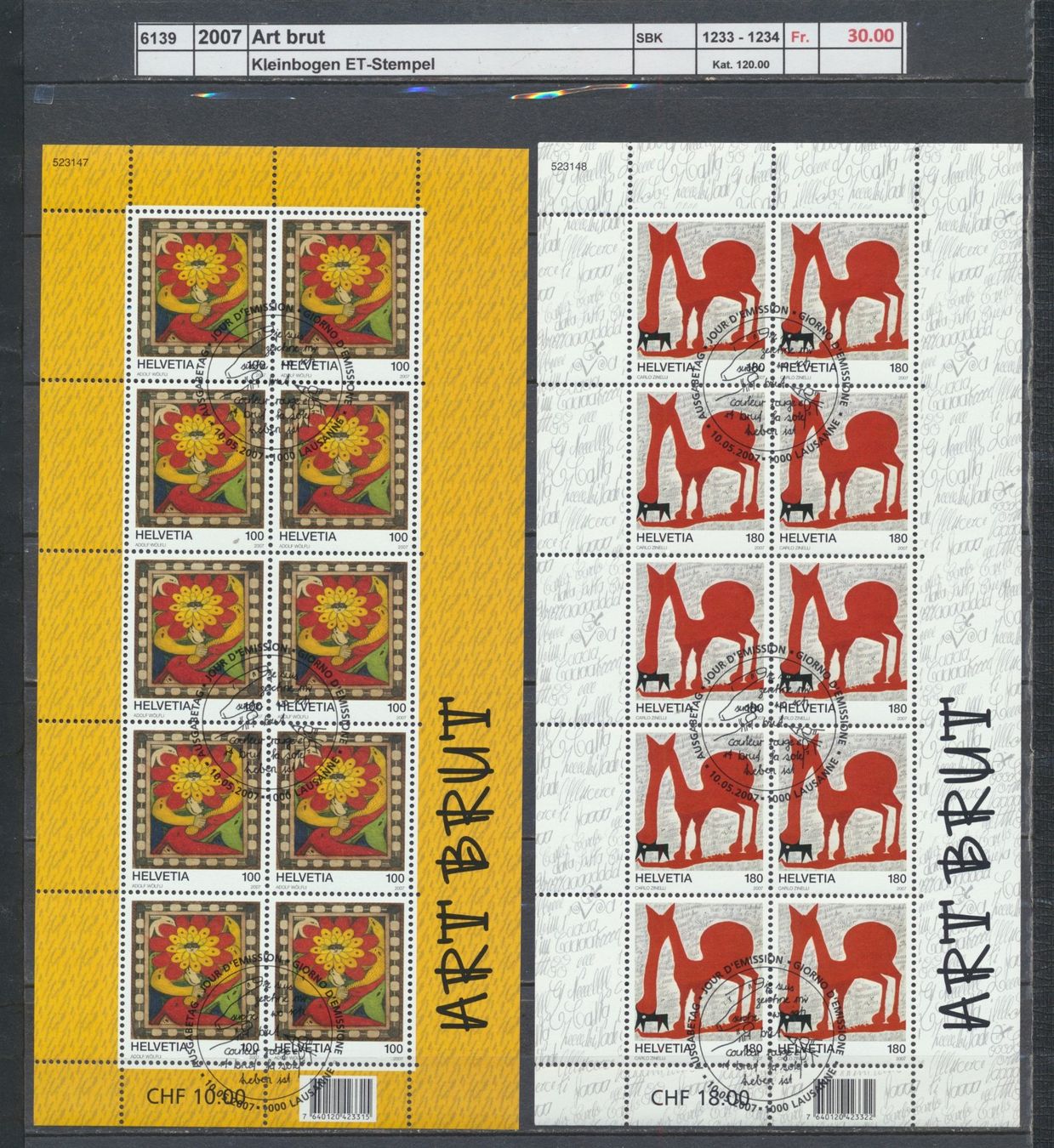 Tous les timbres: 2007 "Art brut", Kleinbogen, ET - Stempel – D'occasion à Winterthur par Zupogeru