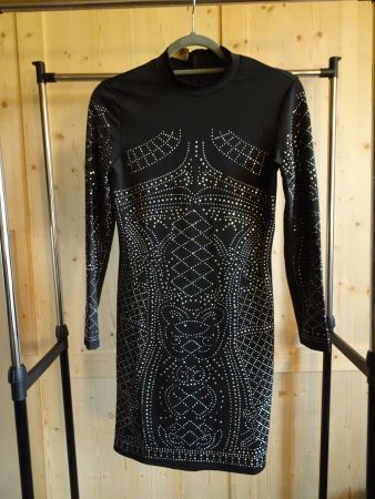 Neuwertiges Abendkleid schwarz-silber Gr. M - 220945
