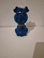 Spardose Hund blau Plüsch Optik neuwertiger Zustand