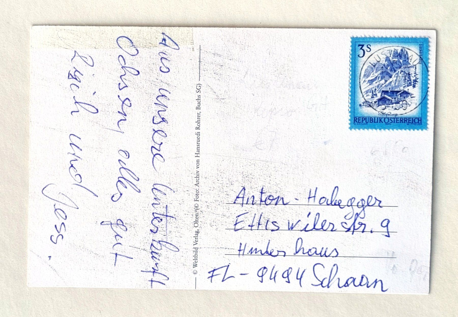 Ansichtskarten: Buchs - Churerstrasse -  Gasthaus Ochsen – Gebraucht aus Rothrist von RROENK 1