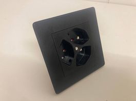 EDIZIO.liv UP-Steckdose 3x Typ 13 schwarz SNAPFIX
