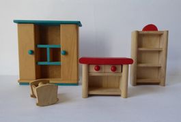 Tolle Möbel und Wiege für Puppenstube, 4 Teile