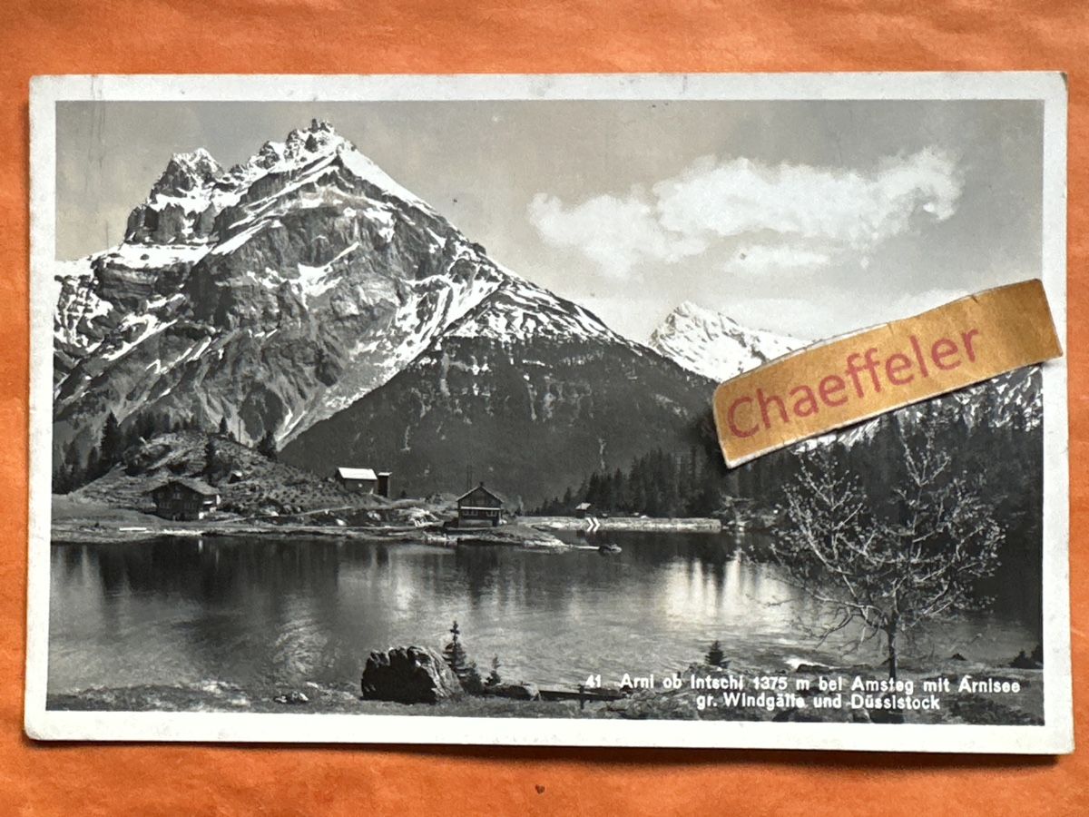 Cartoline postali: 1938 Arni ob Intschi bei Amsteg mit Arnisee, Uri – Usato da Zürich venduto da Chaeffeler
