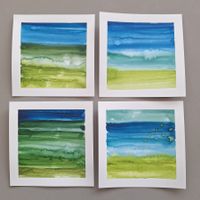 4 Aquarelle Original 4-er Serie Meer - à 15 x 15cm