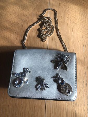 Elegante Damenhandtasche Zara, Silber Glitzer