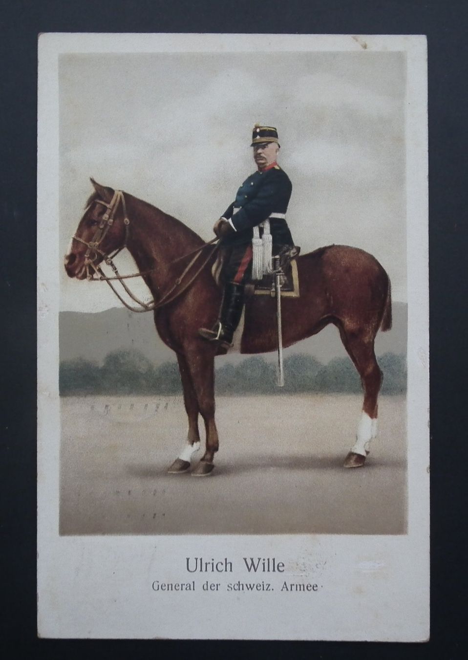 Cartoline postali: Ulrich Wille, General Schweizer Armee zu Pferd Ansichtskarte – Usato da Kriens venduto da WULLU99