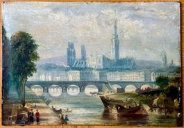 Ölgemälde auf Blech – wohl Rouen an der Seine - ∫
