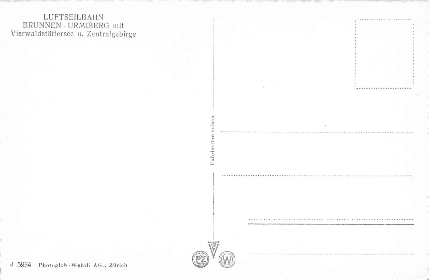 Cartoline postali: Luftseilbahn Brunnen urmiberg Gondelbahn – Usato da Biasca venduto da Blenio71 1
