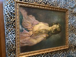 Francisco Ribeira, huile sur toile, femme nue, avec cadre