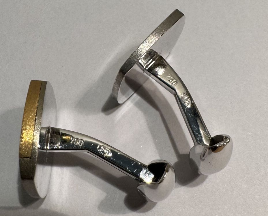 Elegante Manschettenknöpfe 18Karat Weiss- und Gelbgold 3
