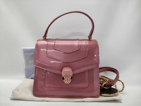 Bulgari Bvlgari Pink Patent Serpenti Forever Top Handle