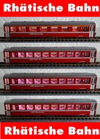 RhB 4x Personenwagen EWI mit Innenlicht Kato Spur N OVP