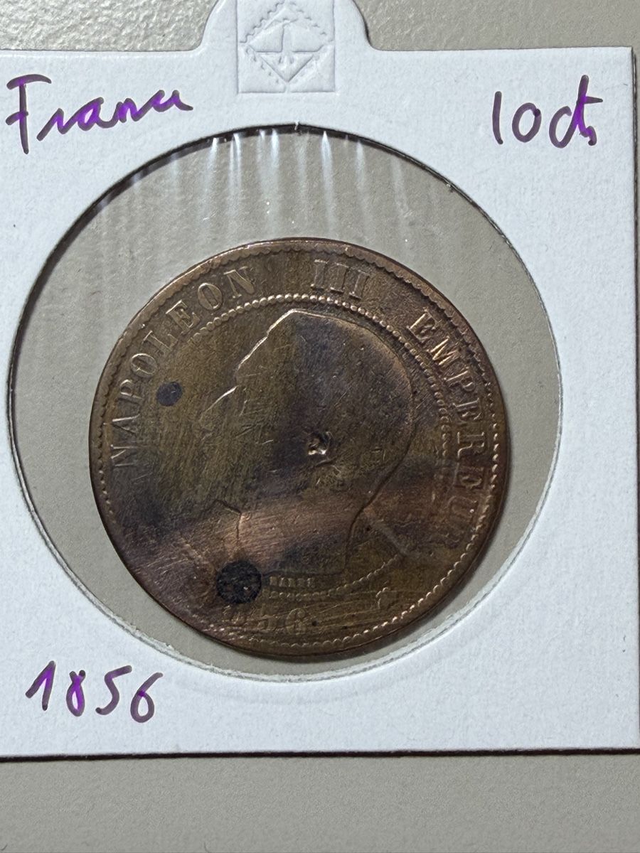 Alle Münzen: France - 10 centimes - 1856 – Gebraucht aus Payerne von Mike1682