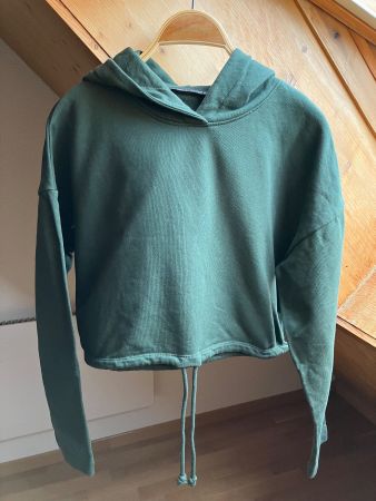 flaschengrüner Kapuzenpullover S