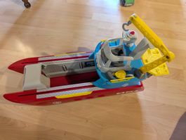 Paw Patrol Spielzeugboot rot blau mit Kran