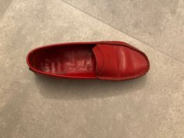 Leder Schuhe (Mokassins), Grösse 37/38, rot
