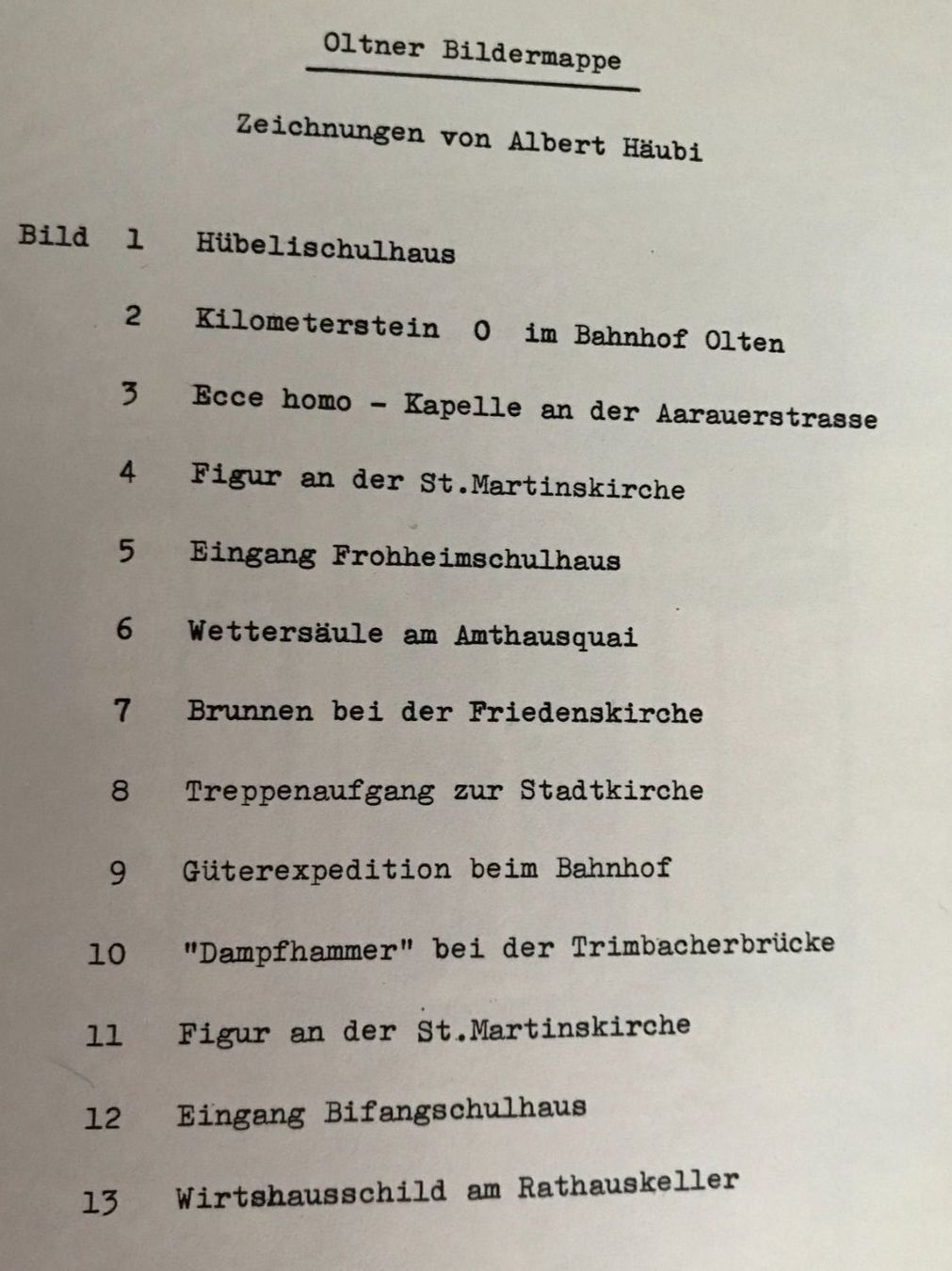 Posters & Illustrations: Oltner Bildermappe von Albert Häubi – D'occasion à Trimbach par Danius 1