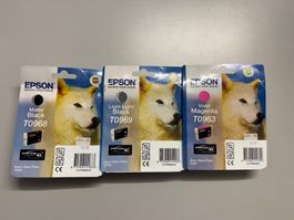 3 Epson Druckerpatronen T0968 T0969 T0963 neu versiegelt