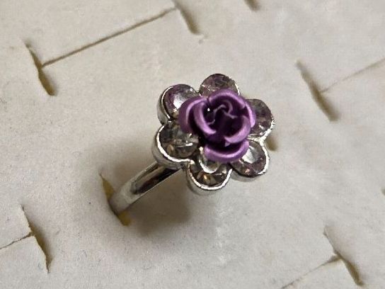 Anelli: Bague Argent Rose Violette Strass ajustable – Nuovo (secondo la descrizione) da Territet venduto da Cenh 1