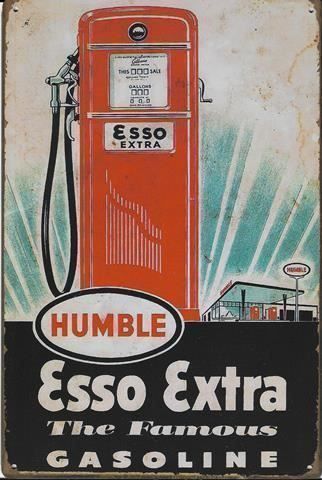 Esso Insegne: Rusty Blechschild-ESSO EXTRAFABOUS GASOLINE – Nuovo e nell'imballaggio originale da Rupperswil venduto da big-one-sale