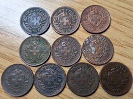 Lot 1 Rappen 1927/41 - Lot 10 Stück!