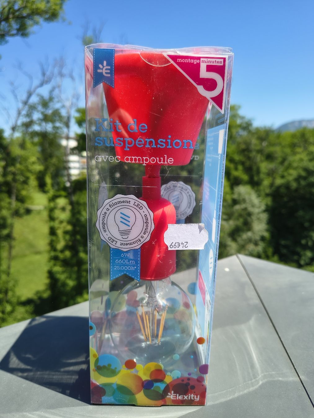 Lampadari & plafoniere: Kit de suspension rouge avec ampoule LED Elexity – Nuovo e nell'imballaggio originale da Genève venduto da Brachiopode 3