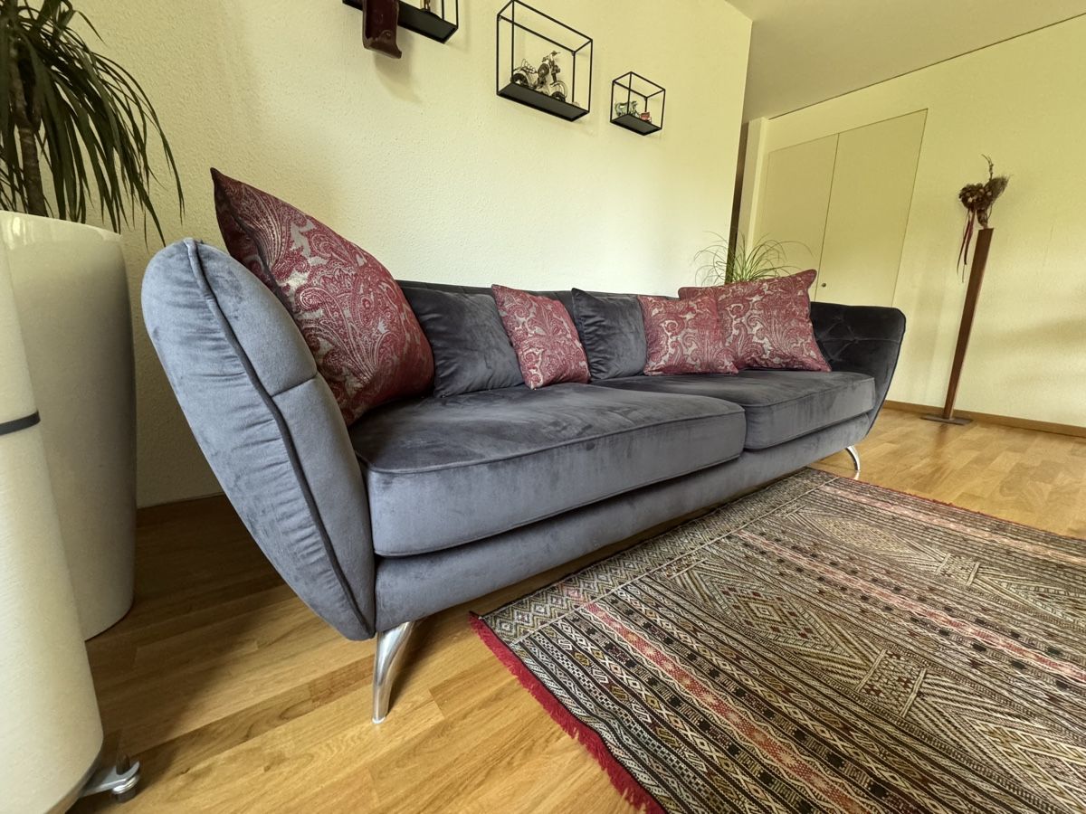 Divani: Sofa Samt grau mit Kissen super Zustand – Usato da Frauenfeld venduto da mon_b6jv 3